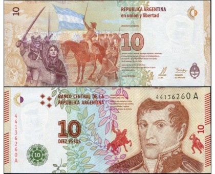 Аргентина 10 песо 2016