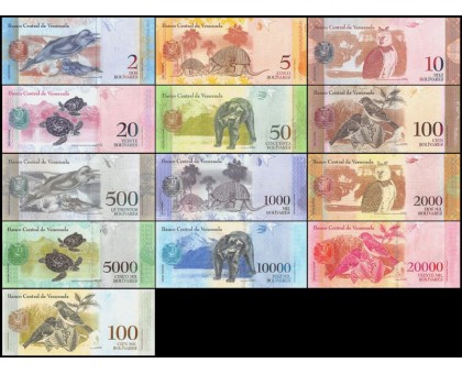 Венесуэла 2012-2017. Набор 13 банкнот