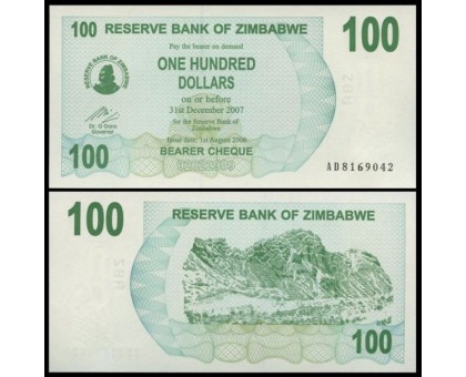 Зимбабве 100 долларов 2006