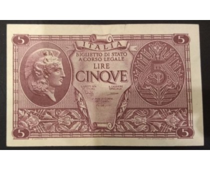 Италия 5 лир 1944