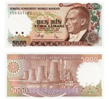Турция 5000 лир 1990