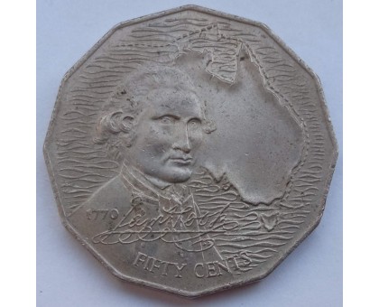 Австралия 50 центов 1970. 200 лет австралийскому путешествию капитана Кука