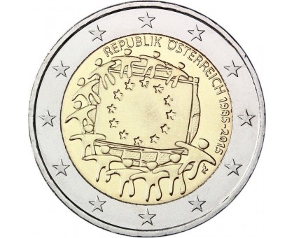 Австрия 2 евро 2015. 30 лет флагу Европейского союза