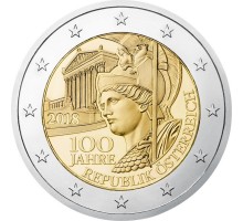 Австрия 2 евро 2018. 100 лет Австрийской республике