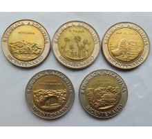 Аргентина 1 песо 2010. 200 лет Аргентинe набор 5 монет