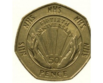Великобритания 50 пенсов 1998. 50 лет национальной службе здравоохранения