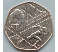 Великобритания 50 пенсов 2014. Игры Содружества 2014. Глазго
