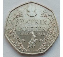 Великобритания 50 пенсов 2016. 150 лет со дня рождения Беатрикс Поттер