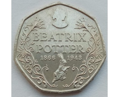 Великобритания 50 пенсов 2016. 150 лет со дня рождения Беатрикс Поттер