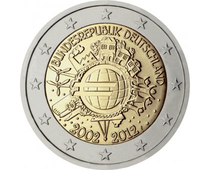 Германия 2 евро 2012. 10 лет наличному Евро