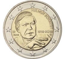 Германия 2 евро 2018. 100 лет со дня рождения Гельмута Шмидта
