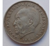Германия (ФРГ) 2 марки 1969-1987. Конрад Аденауэр, 20 лет Федеративной Республике (1949-1969)