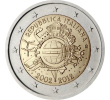 Италия 2 евро 2012. 10 лет наличному Евро