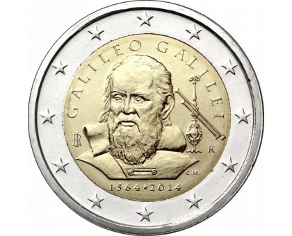 Италия 2 евро 2014. 450 лет со дня рождения Галилео Галилея