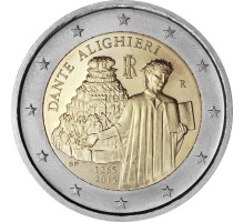 Италия 2 евро 2015. 750 лет со дня рождения Данте Алигьери