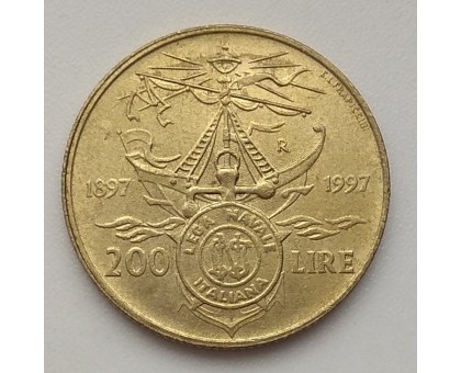 Италия 200 лир 1997. 100 лет Итальянской морской лиги