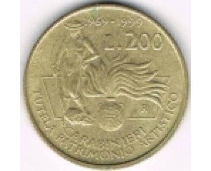 Италия 200 лир 1999. Карабинеры, защита культурного наследия