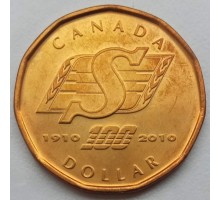 Канада 1 доллар 2010. 100 лет футбольной команды Саскачеван Рафрайдерс