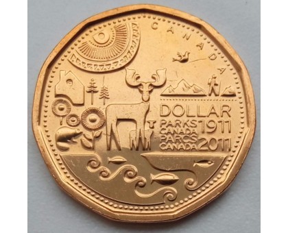 Канада 1 доллар 2011. 100 лет организации Парки Канады