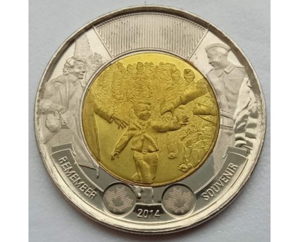Канада 2 доллара 2014. 75 лет с начала Второй Мировой войны