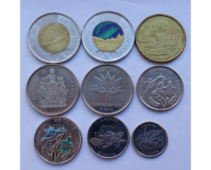 Канада 2017. 150 лет Конфедерации. Набор 9 монет