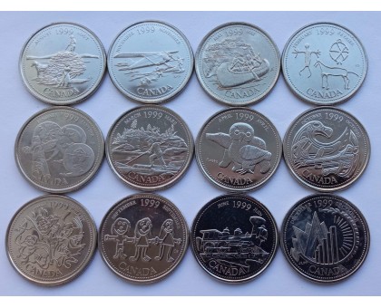 Канада 25 центов 1999. Месяца года. Набор 12 монет