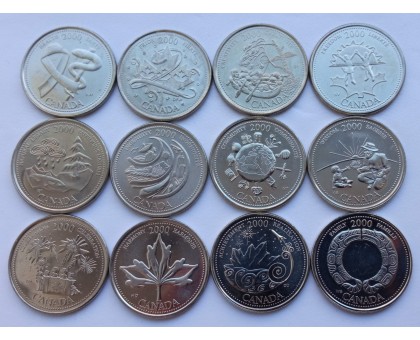 Канада 25 центов 2000. Миллениум. Набор 12 монет