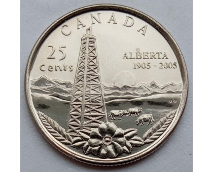 Канада 25 центов 2005. 100 лет провинции Альберта