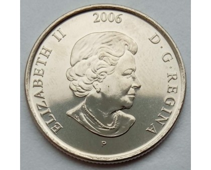 Канада 25 центов 2006. Розовая ленточка - Борьба с раком молочной железы. Цветная