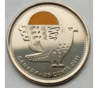 Канада 25 центов 2011. Природа Канады - Сапсан (цветная)