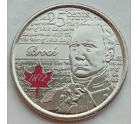 Канада 25 центов 2012. Война 1812 года - Генерал-майор Исаак Брок. Цветная