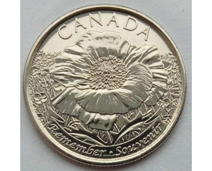 Канада 25 центов 2015. 100 лет стихотворению На полях Фландрии