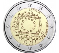 Латвия 2 евро 2015. 30 лет флагу Европейского союза