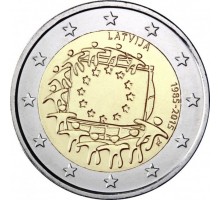 Латвия 2 евро 2015. 30 лет флагу Европейского союза