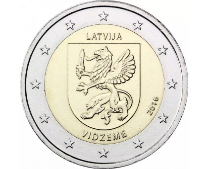 Латвия 2 евро 2016. Исторические области Латвии - Видземе
