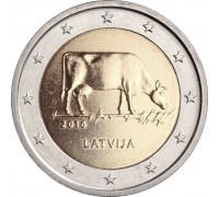 Латвия 2 евро 2016. Латвийская бурая корова