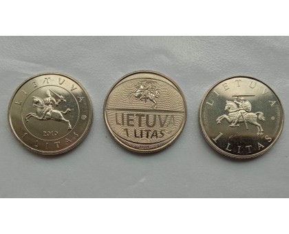 Литва 1 лит. Набор 3 монеты