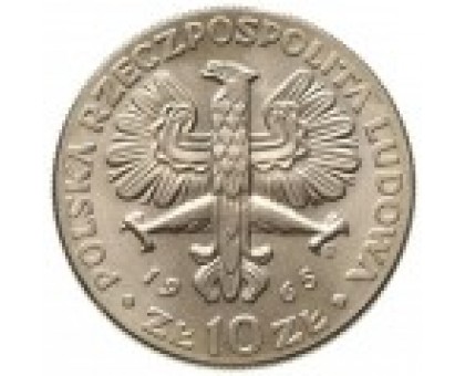 Польша 10 злотых 1965. 700 лет Варшаве. Ника