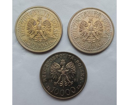 Польша 1990-1995. Короли. Набор 3 монеты