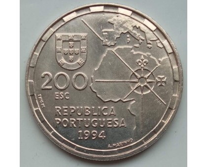 Португалия 200 эскудо 1994. 500 лет разделения зон влияния между Португалией и Испанией