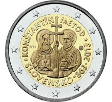 Словакия 2 евро 2013. 1150 лет миссии Кирилла и Мефодия в Великой Моравии