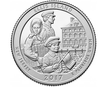 США 25 центов 2017. 39-й парк Национальный монумент острова Эллис