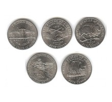США 5 центов 200 лет освоения Дикого Запада. Набор 5 монет