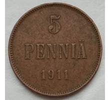 Русская Финляндия 5 пенни 1911