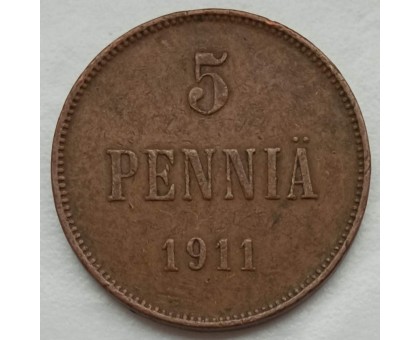 Русская Финляндия 5 пенни 1911