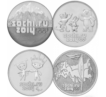 25 рублей. Олимпийские Игры, Сочи 2014. Набор 4 монеты