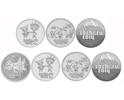 25 рублей 2011-2014. Олимпиада в Сочи. Набор 7 монет
