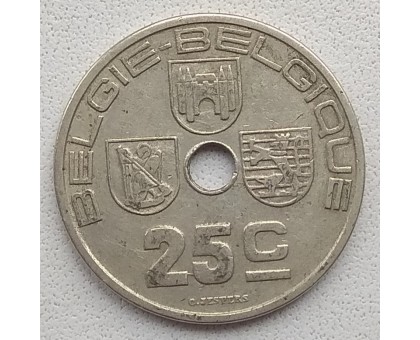 Бельгия 25 сантимов 1938 BELGIE - BELGIQUE