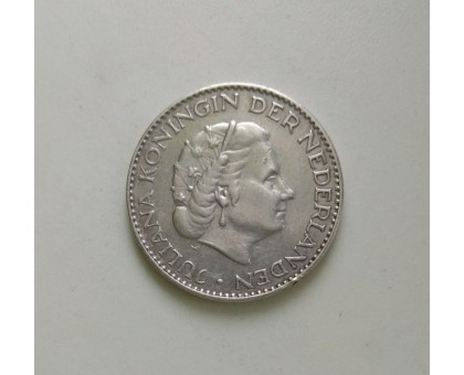 Нидерланды 1 гульден 1957 серебро