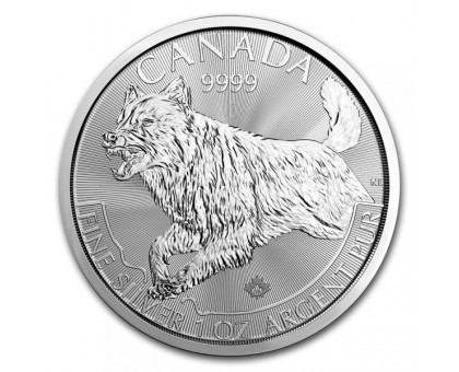 Канада 5 долларов 2018. Волк. Серебро